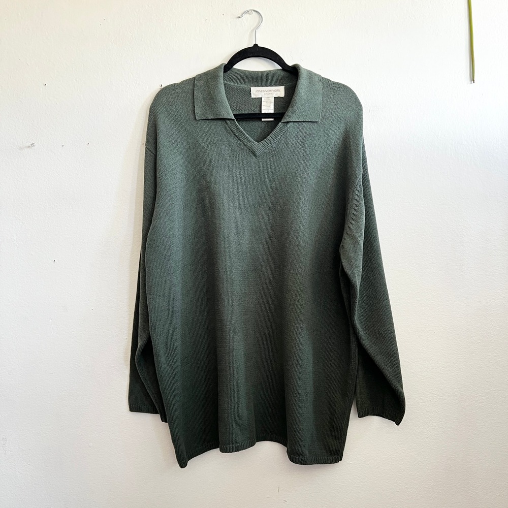 Jones New York Green Sweater Women's Classic Cozy‎ Vintage 90s Sz 2X